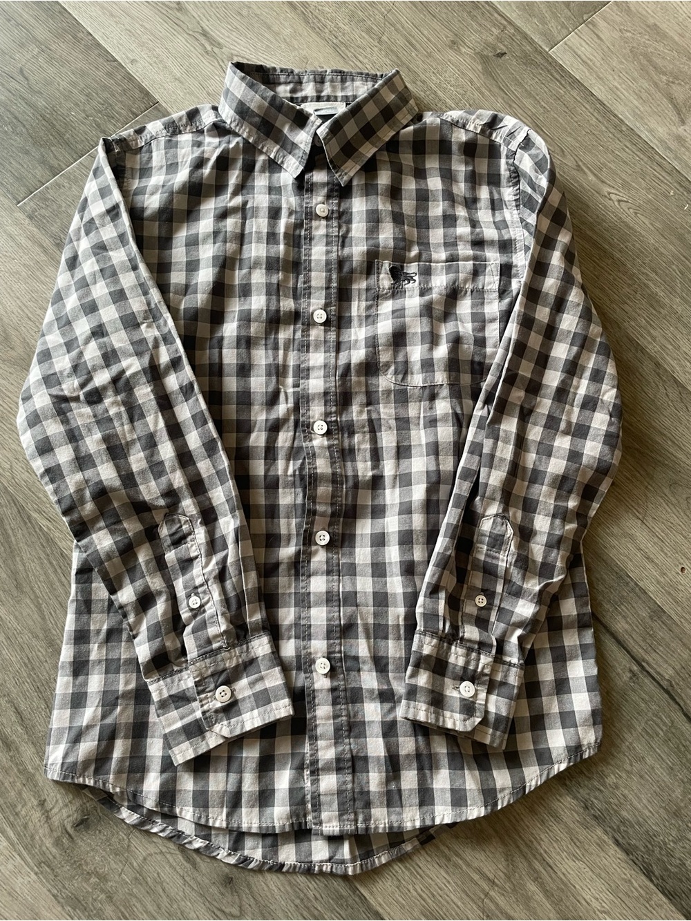 Old Navy Gray and White Plaid Button-Down Shirt